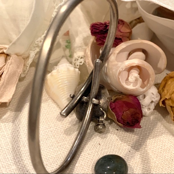 Hand Forged Sterling Floral Bangle Type Bracelet - Picture 6 of 7